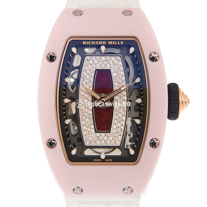 Richard Mille RM07-01 Replica - Automatic Ceramic - Silver Dial - White Rubber - Buckle Clasp